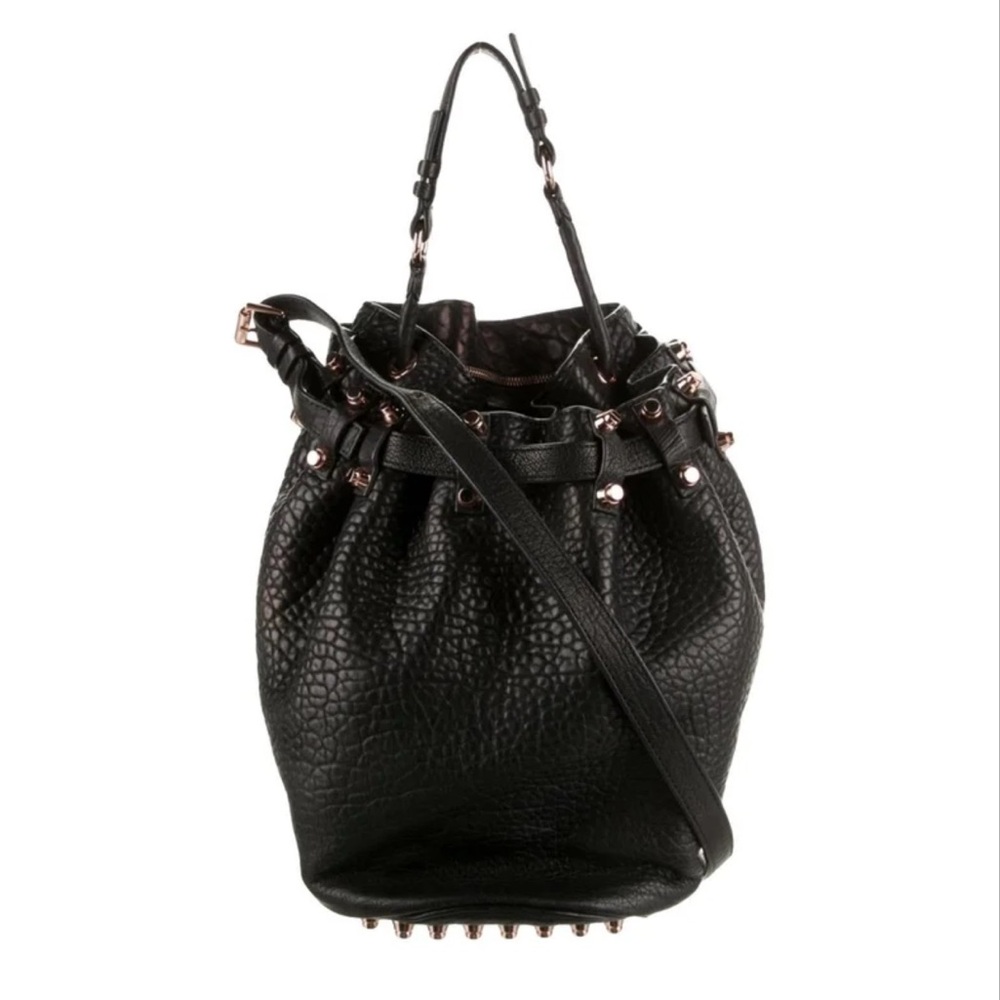 Alexander Wang Black Bucket Bag with Rose Gold Hardware